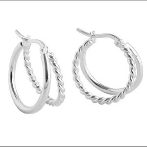 925 Sterling Silver Double Hoop Earrings
